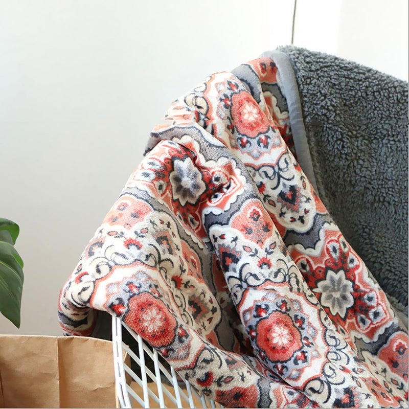 UKELER Flannel Sherpa Throws 60'' x 50', Cute Floral Design Soft Plush Flannel Blanket Throws for Bed/Couch/Sofa/Office/Camping - Image 4